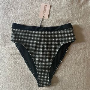 Missguided Black & White Gingham high-waist bikini bottoms Sz 8 NWT